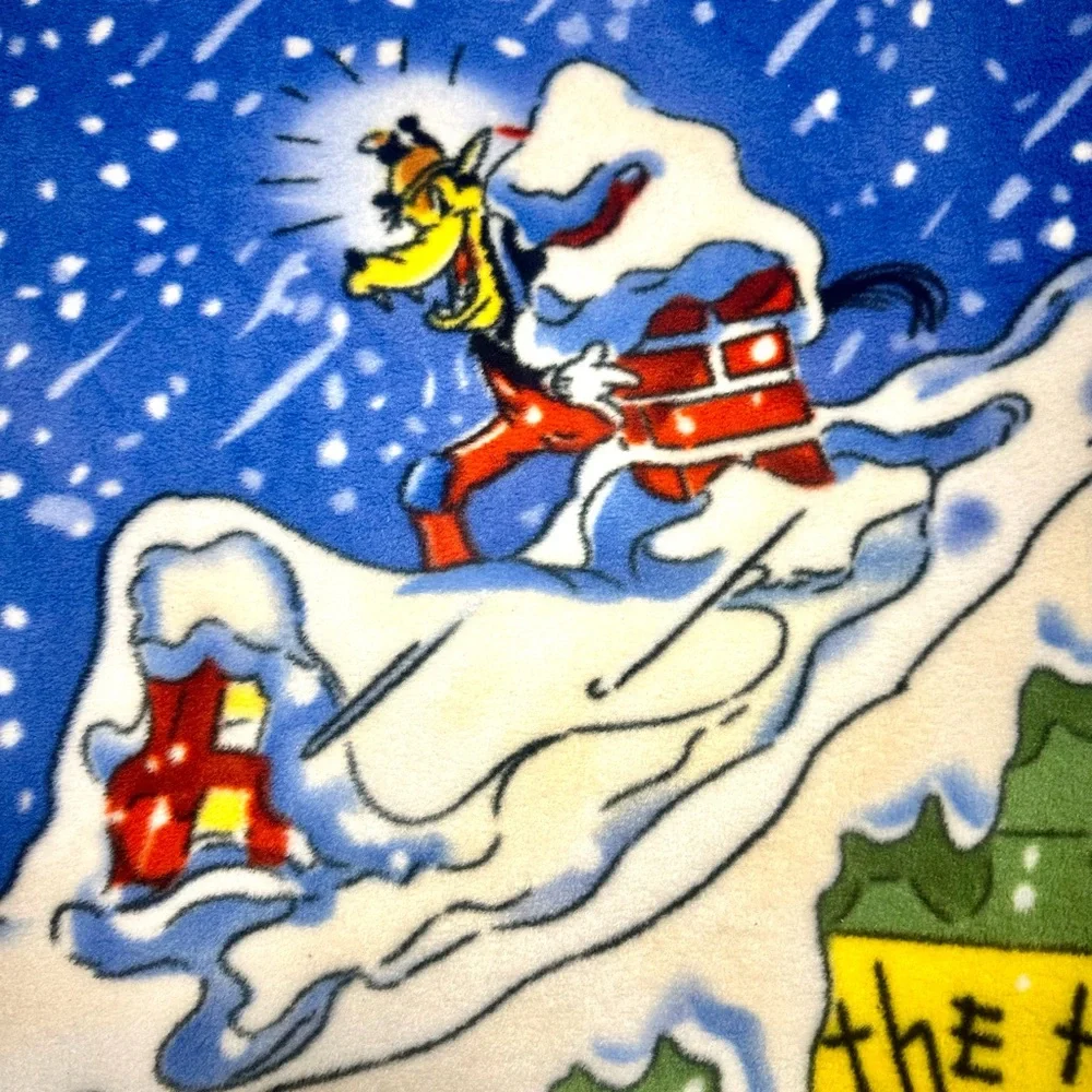 Vintage Disney Christmas Holiday plush throw. House of Mickey Mouse
